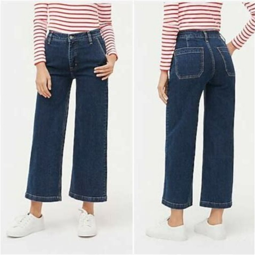 J.Crew Mercantile high waist, wide-leg crop jean, size 33, medium-dark wash